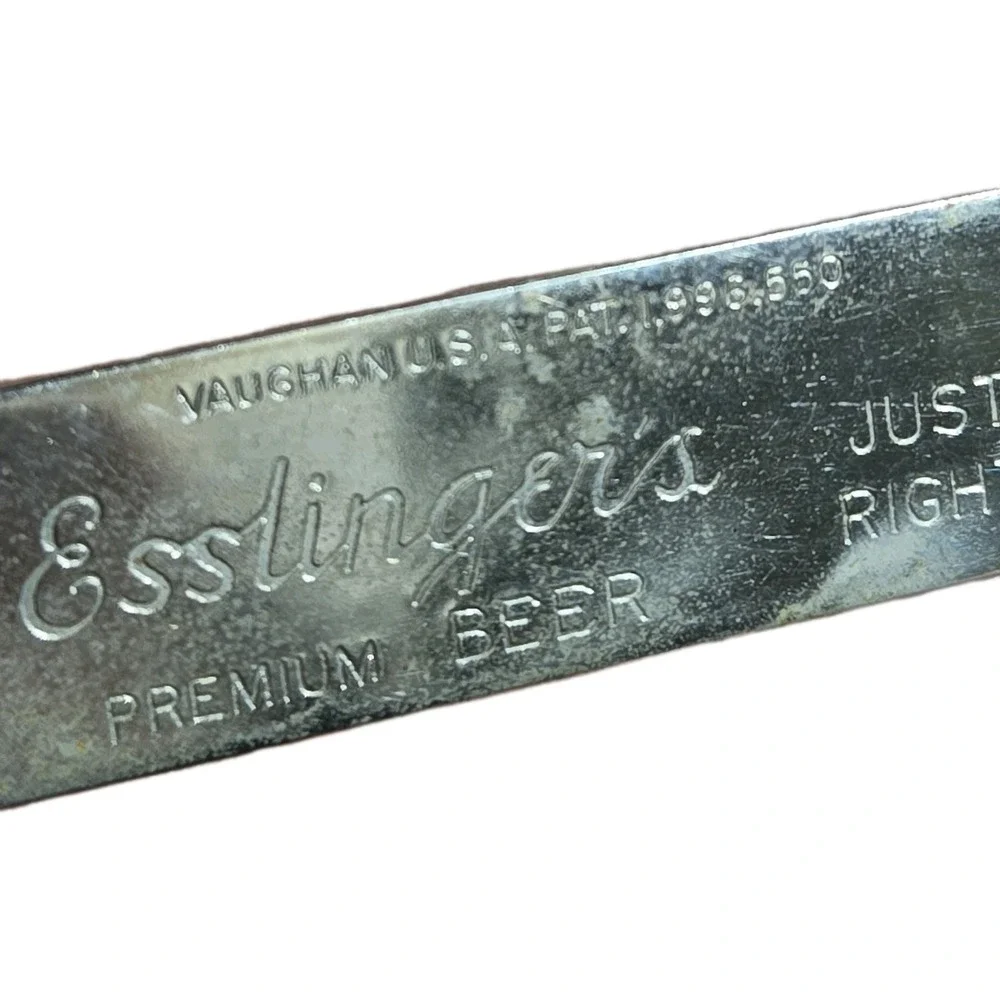 VINTAGE Esslinger's Premium Beer Bottle Opener Just Right Vaughan USA Breweriana
